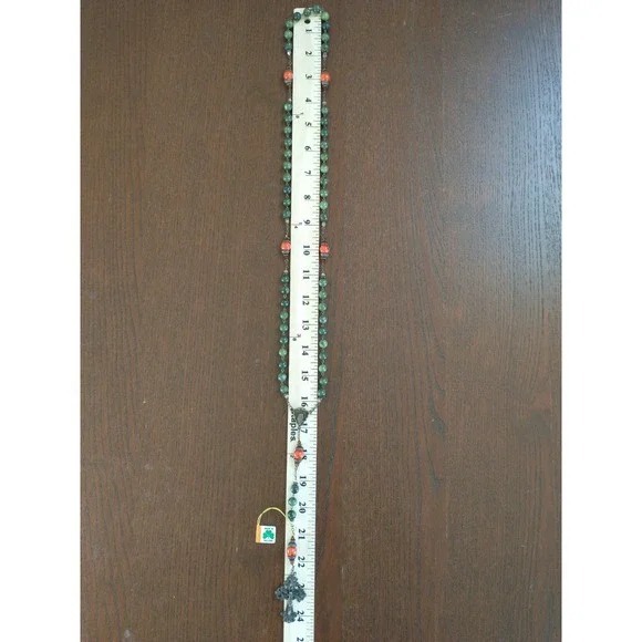 Connemara Marble Rosary Beads Green Orange Celtic Cross Necklace Made in Ireland - Picture 7 of 9